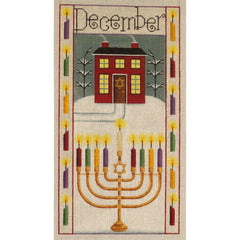 Rebecca Wood Designs December Chanukah Folk Banner Needlepoint Canvas