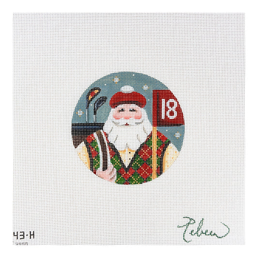 Rebecca Wood Designs Golfing Santa Needlepoint Canvas