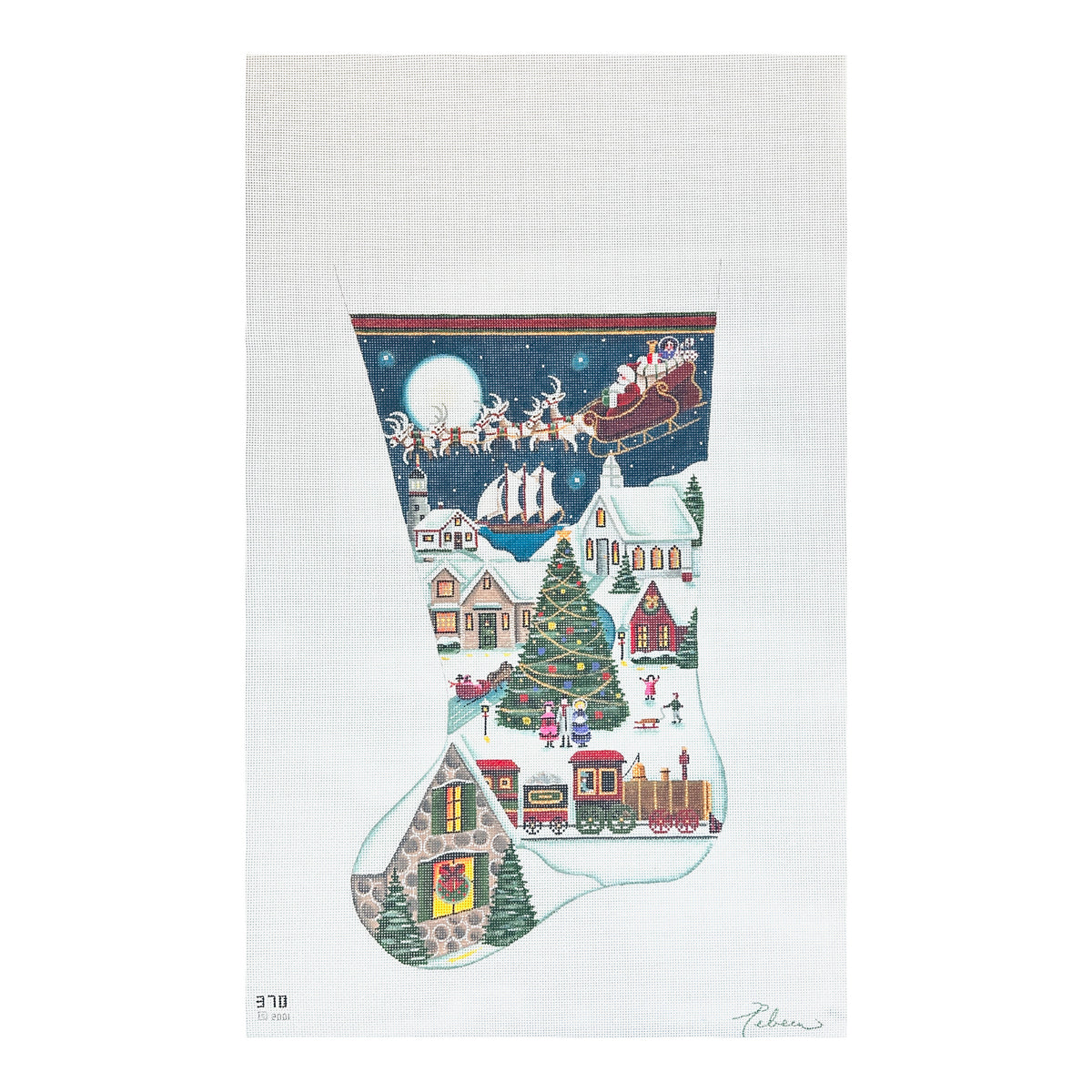Rebecca Wood Designs Here Comes Santa Needlepoint Canvas - 13M