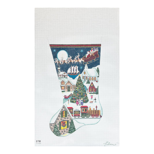 Rebecca Wood Designs Here Comes Santa Needlepoint Canvas - 13M