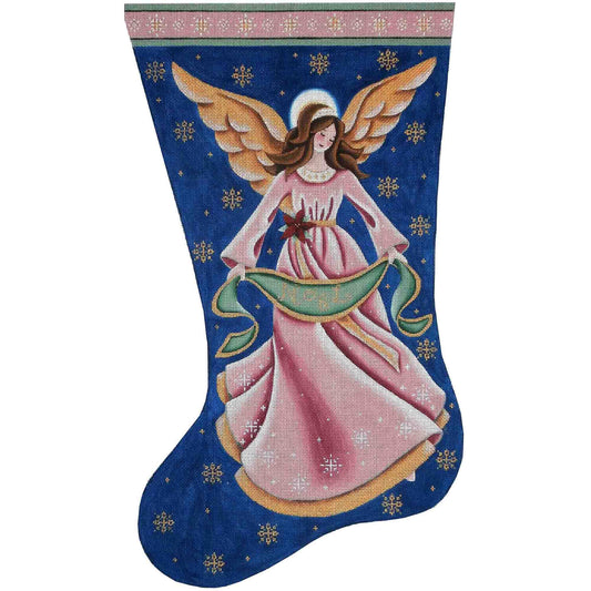Rebecca Wood Designs Mauve Angel Stocking Needlepoint Canvas - 18M