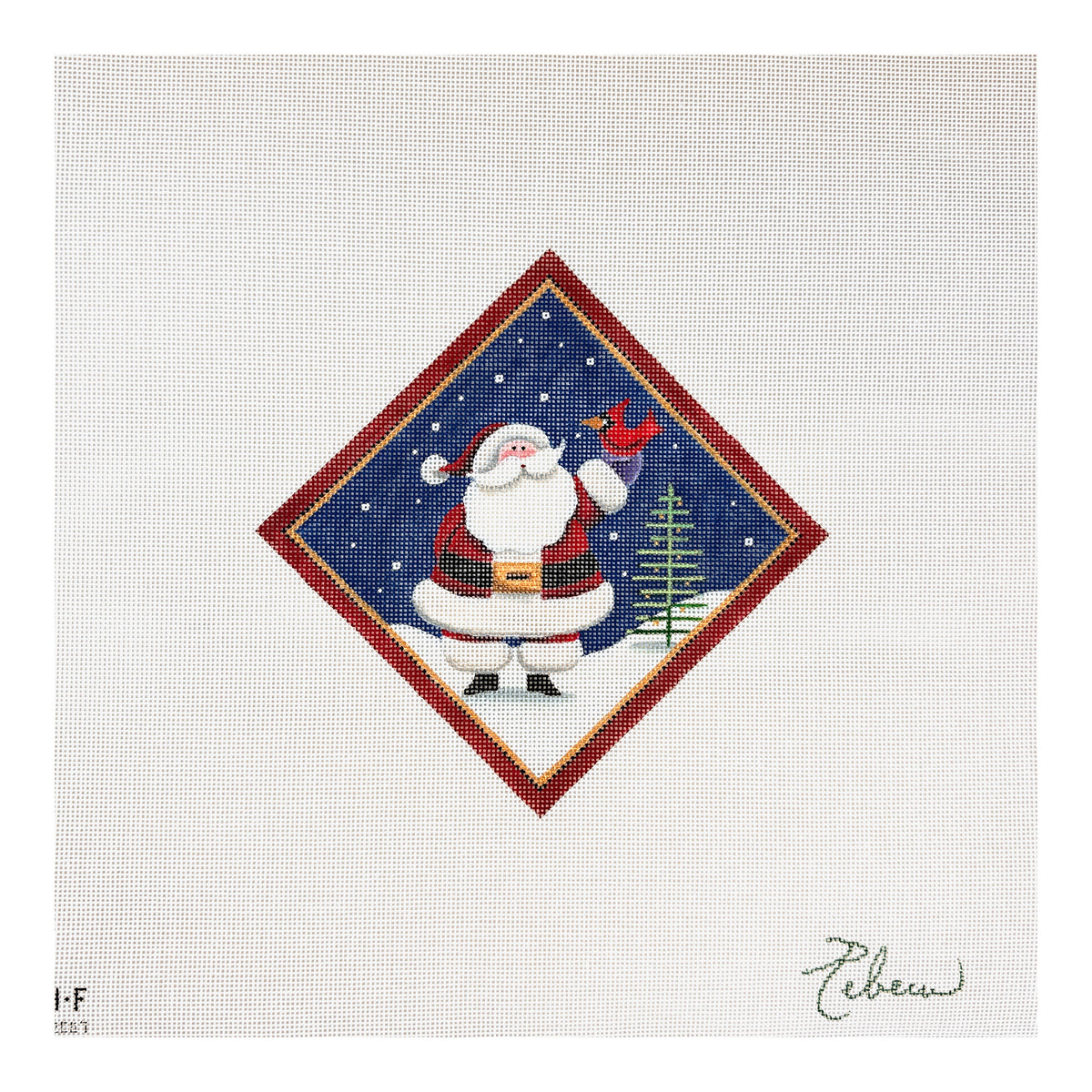 Rebecca Wood Designs Santa with Bird on Finger Needlepoint Canvas