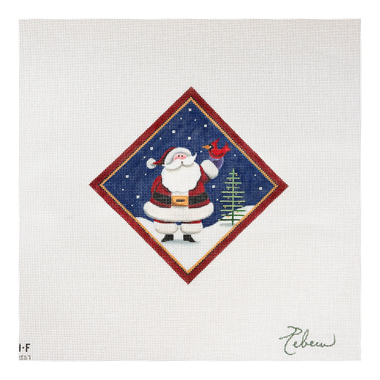 Rebecca Wood Designs Santa with Bird on Finger Needlepoint Canvas