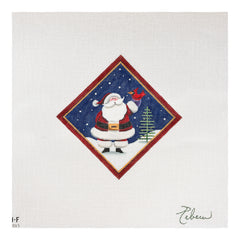 Rebecca Wood Designs Santa with Bird on Finger Needlepoint Canvas