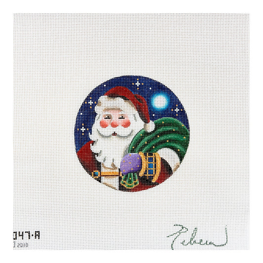 Rebecca Wood Designs Santa with Green Bag Needlepoint Canvas - 13M