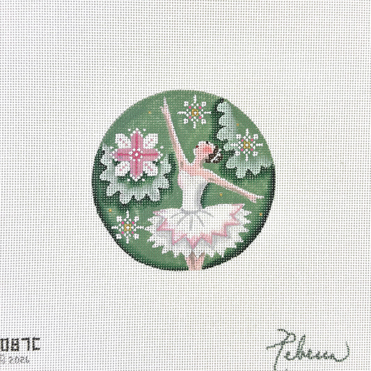 Rebecca Wood Designs Snow Queen on Green Needlepoint Canvas