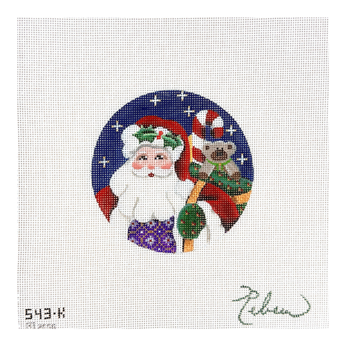 Rebecca Wood Designs Yule Tide Santa Needlepoint Canvas