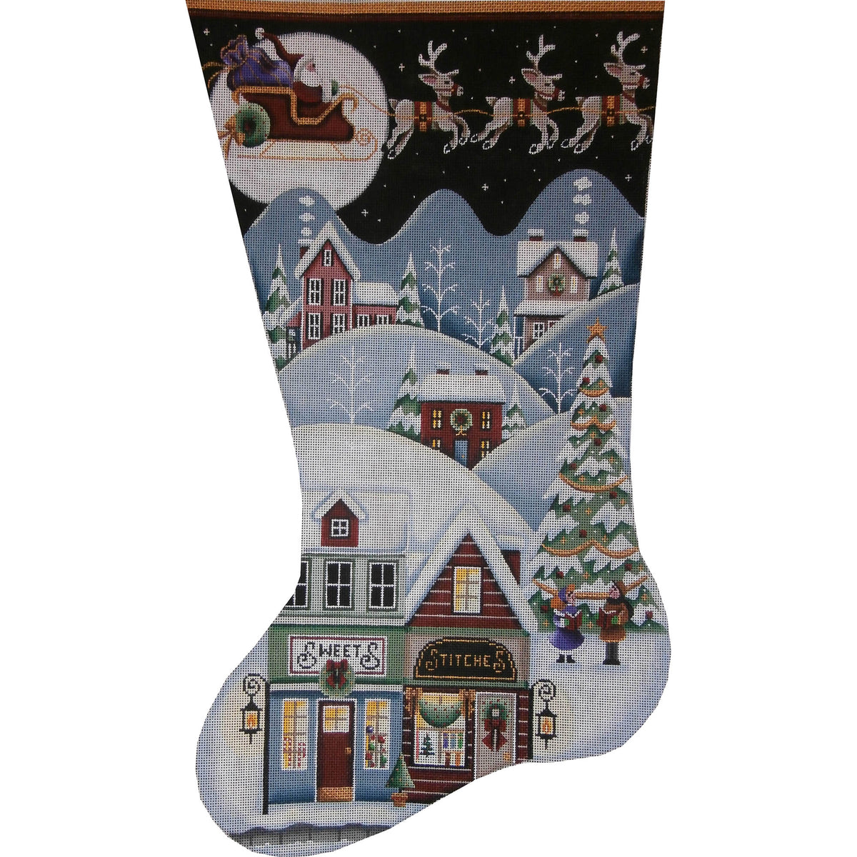 Rebecca Wood Designs Sweet Shop Village Stocking Needlepoint Canvas - 13M
