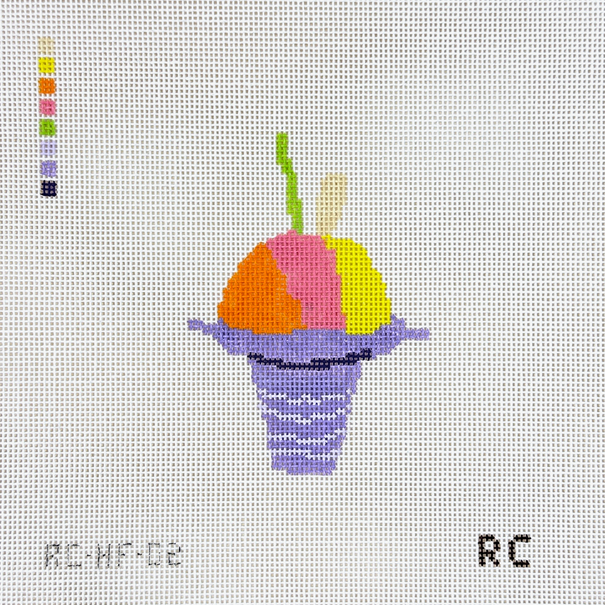 RenniCo POG (Papaya, Orange, Guava) Shave Ice Needlepoint Canvas