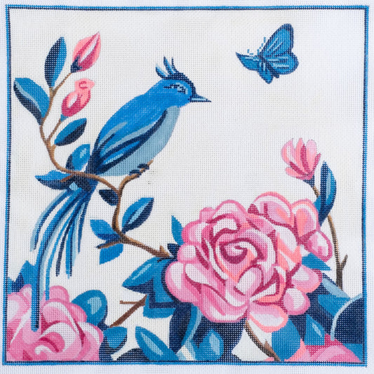 Rittenhouse Needlepoint Blue Bird and Peony Needlepoint Canvas