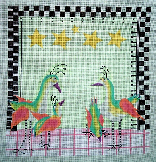 The Collection Designs Penny MacLeod Bird Family Needlepoint Canvas