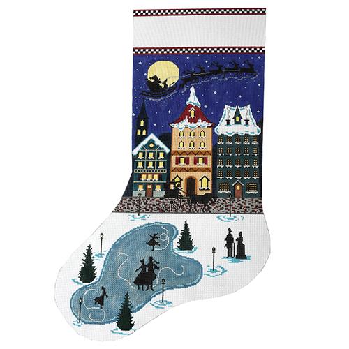 The Meredith Collection Santas Midnight Ride Stocking Needlepoint Canvas