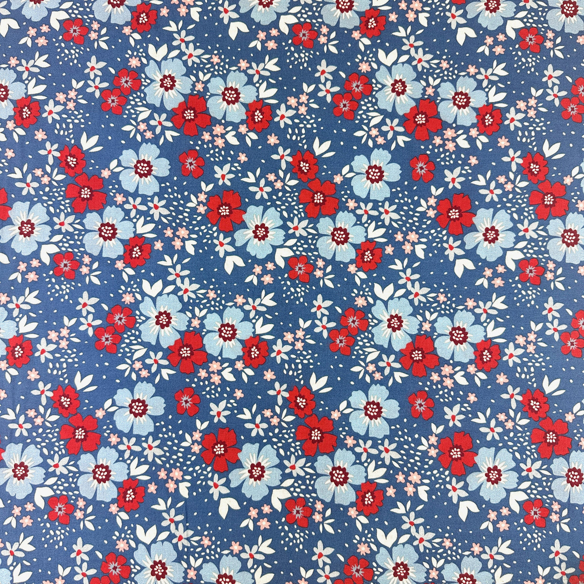 Satin Moon Designs Front Porch Charm Floral Cotton Fabric - Blue