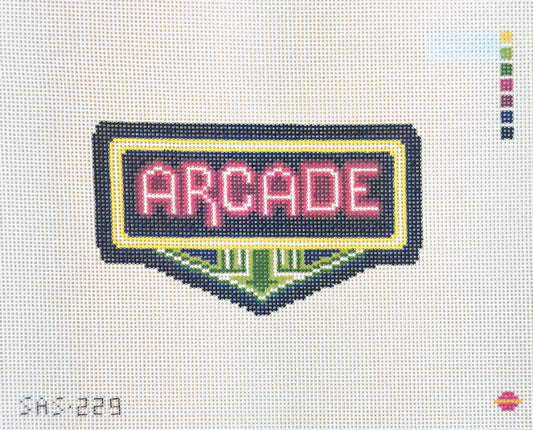 Saturnalia Stitching Arcade Sign Needlepoint Canvas