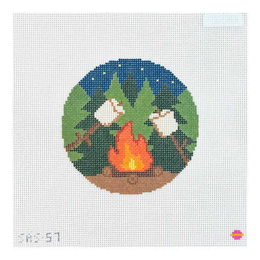 Saturnalia Stitching By the Campfire Needlepoint Canvas