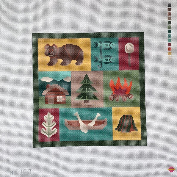 Saturnalia Stitching Cabin Patchwork Needlepoint Canvas