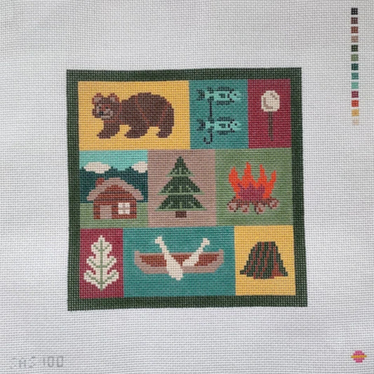 Saturnalia Stitching Cabin Patchwork Needlepoint Canvas