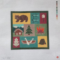Saturnalia Stitching Cabin Patchwork Needlepoint Canvas