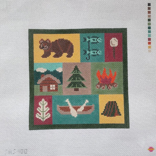 Saturnalia Stitching Cabin Patchwork Needlepoint Canvas