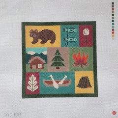 Saturnalia Stitching Cabin Patchwork Needlepoint Canvas