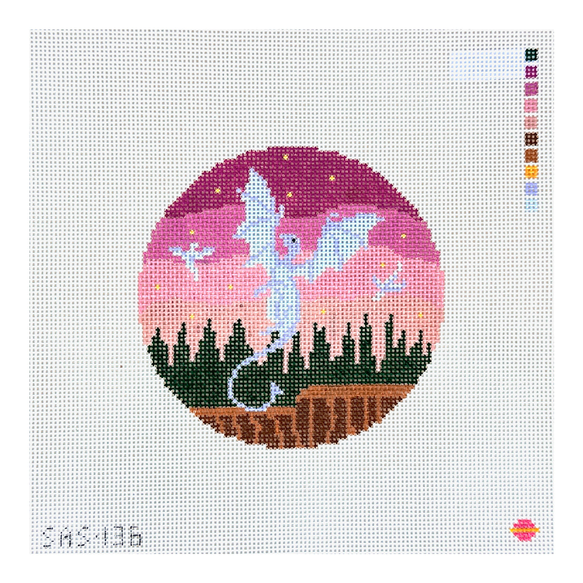 Saturnalia Stitching Celestial Dragon Round Needlepoint Canvas