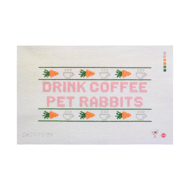 Saturnalia Stitching The City Stitcher Drink Coffee Pet Rabbits Needlepoint Canvas