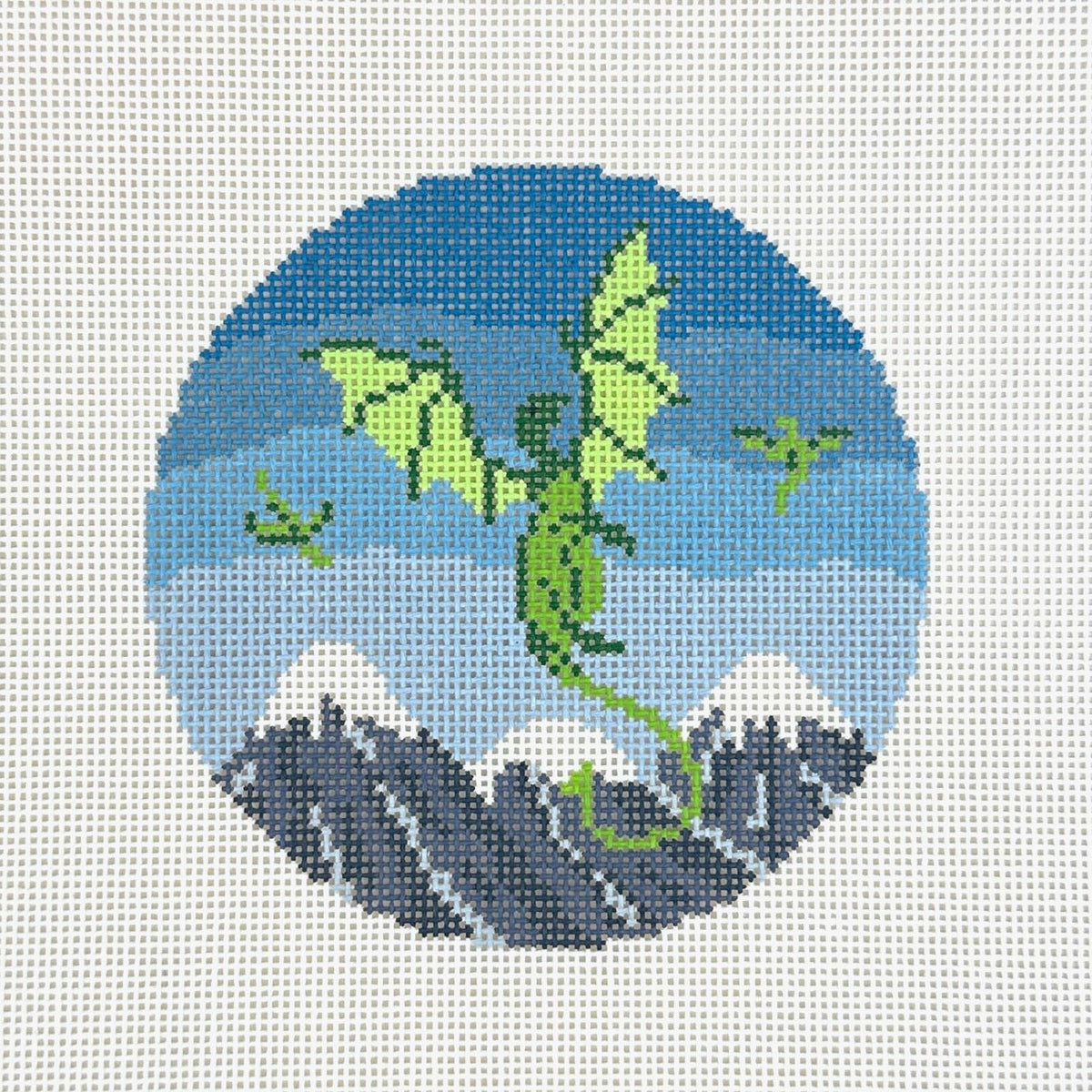 Saturnalia Stitching Earthen Dragon Round Needlepoint Canvas