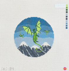 Saturnalia Stitching Earthen Dragon Round Needlepoint Canvas