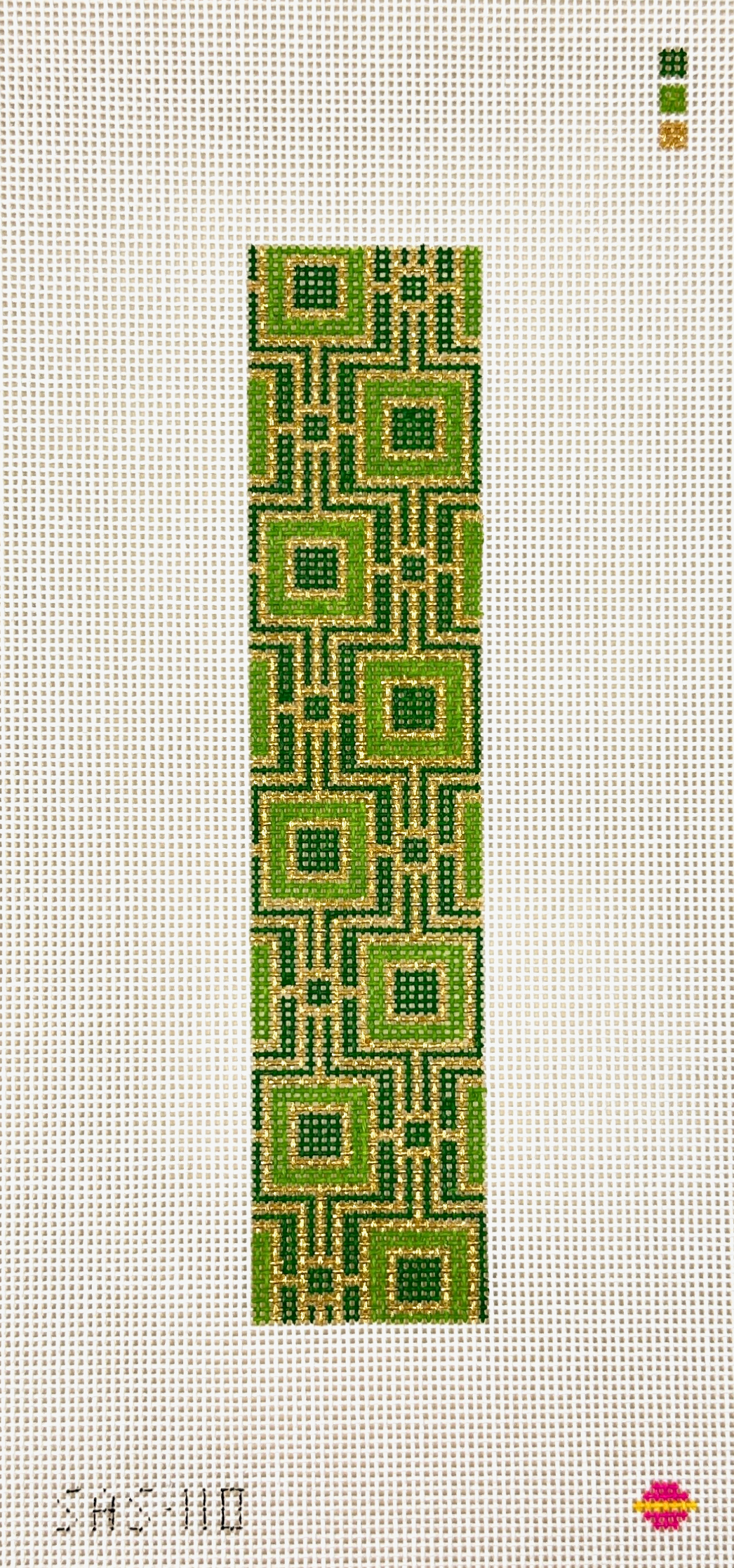 Saturnalia Stitching Emerald Key Fob Needlepoint Canvas