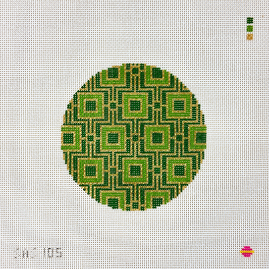 Saturnalia Stitching Emerald Round Needlepoint Canvas
