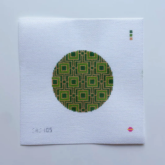 Saturnalia Stitching Emerald Round Needlepoint Canvas