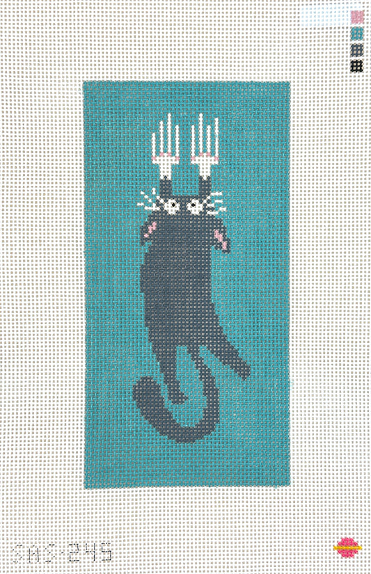 Saturnalia Stitching Gray Cat Tapestry Needlepoint Canvas