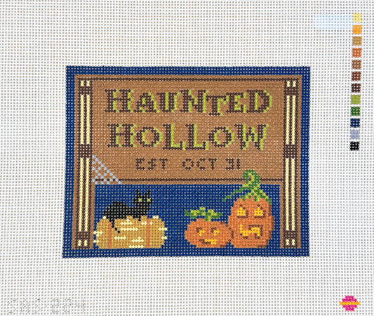Saturnalia Stitching Haunted Hollow Sign Needlepoint Canvas
