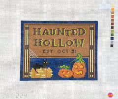 Saturnalia Stitching Haunted Hollow Sign Needlepoint Canvas