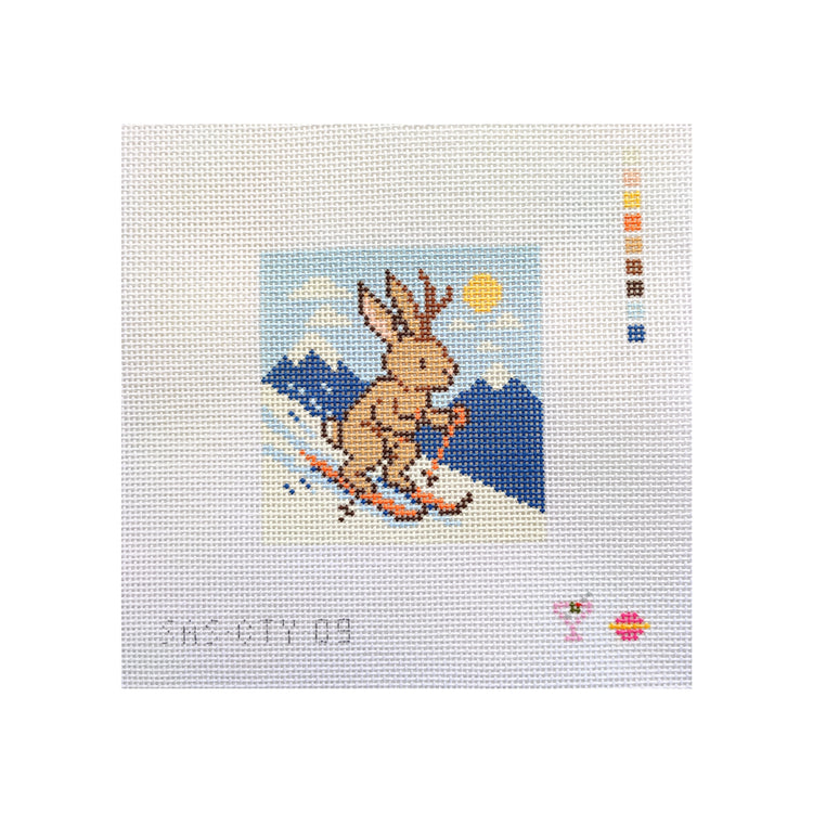 Saturnalia Stitching Jackalope on the Slopes Needlepoint Canvas