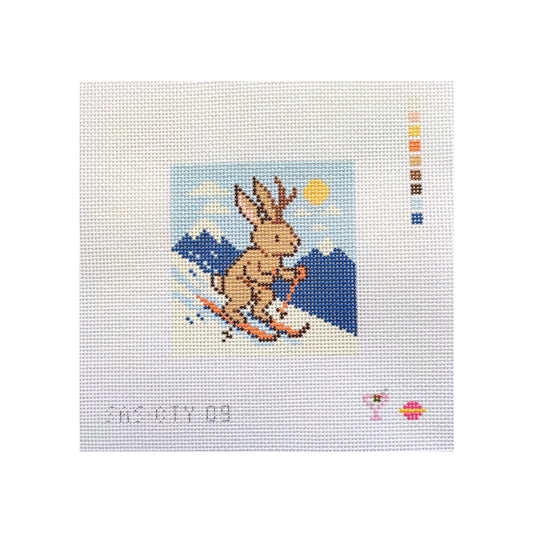 Saturnalia Stitching Jackalope on the Slopes Needlepoint Canvas