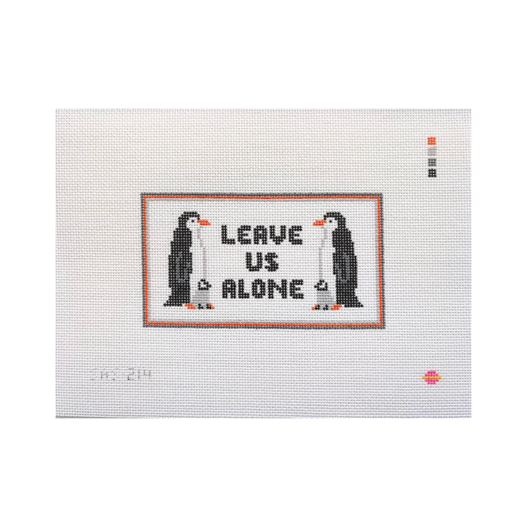 Saturnalia Stitching Leave Us Alone Penguins Needlepoint Canvas - 18M