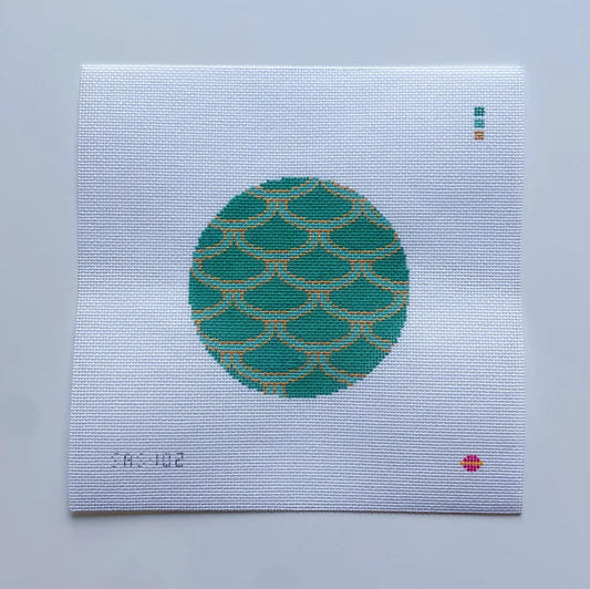 Saturnalia Stitching Mermaid Round Needlepoint Canvas