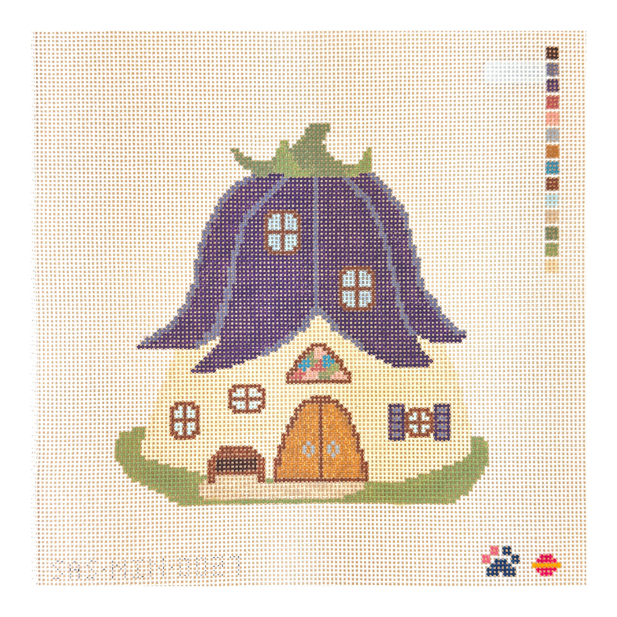Saturnalia Stitching Nine Lives Needlepoint Fairy Village Eggplant House Needlepoint Canvas