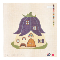 Saturnalia Stitching Nine Lives Needlepoint Fairy Village Eggplant House Needlepoint Canvas