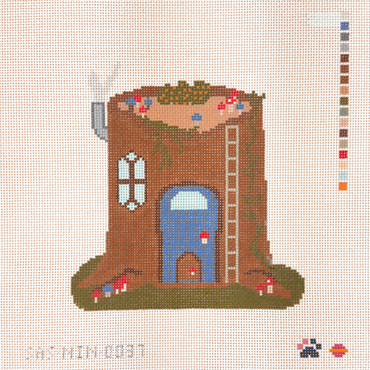 Saturnalia Stitching Nine Lives Needlepoint Fairy Village Stump House Needlepoint Canvas