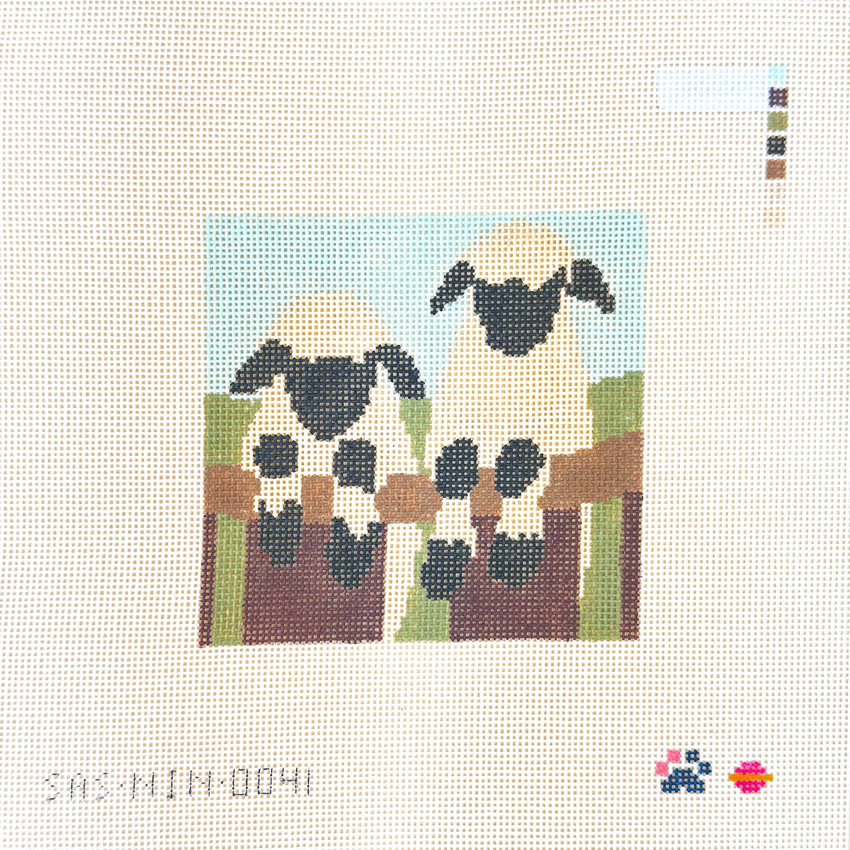 Saturnalia Stitching Nine Lives Needlepoint Two Sheep on Fence Needlepoint Canvas