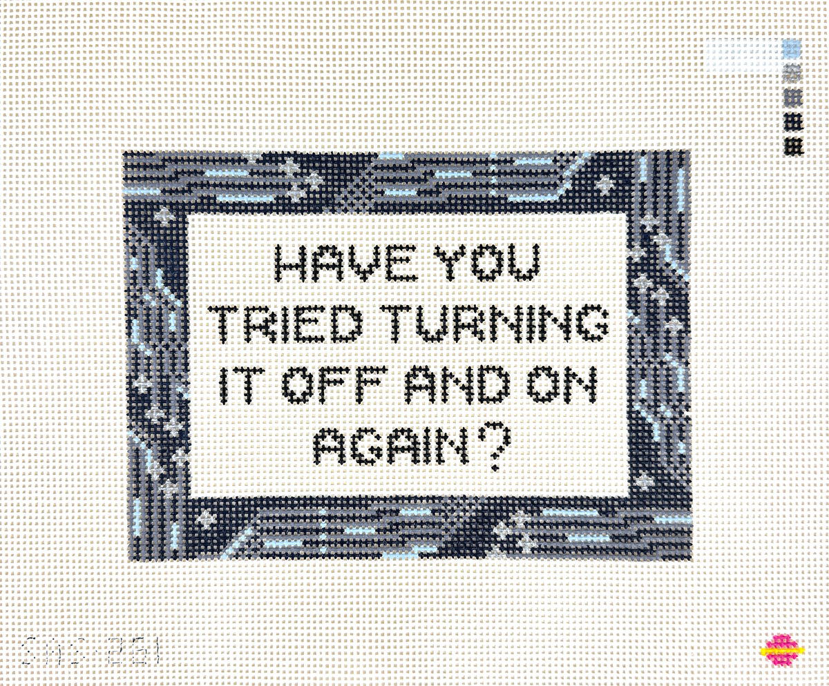 Saturnalia Stitching Off and On Again Needlepoint Canvas