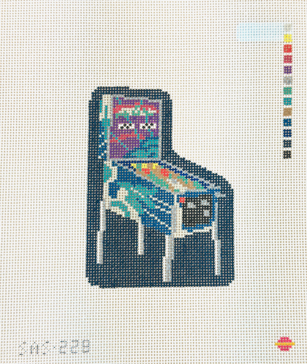 Saturnalia Stitching Pinball Machine Needlepoint Canvas