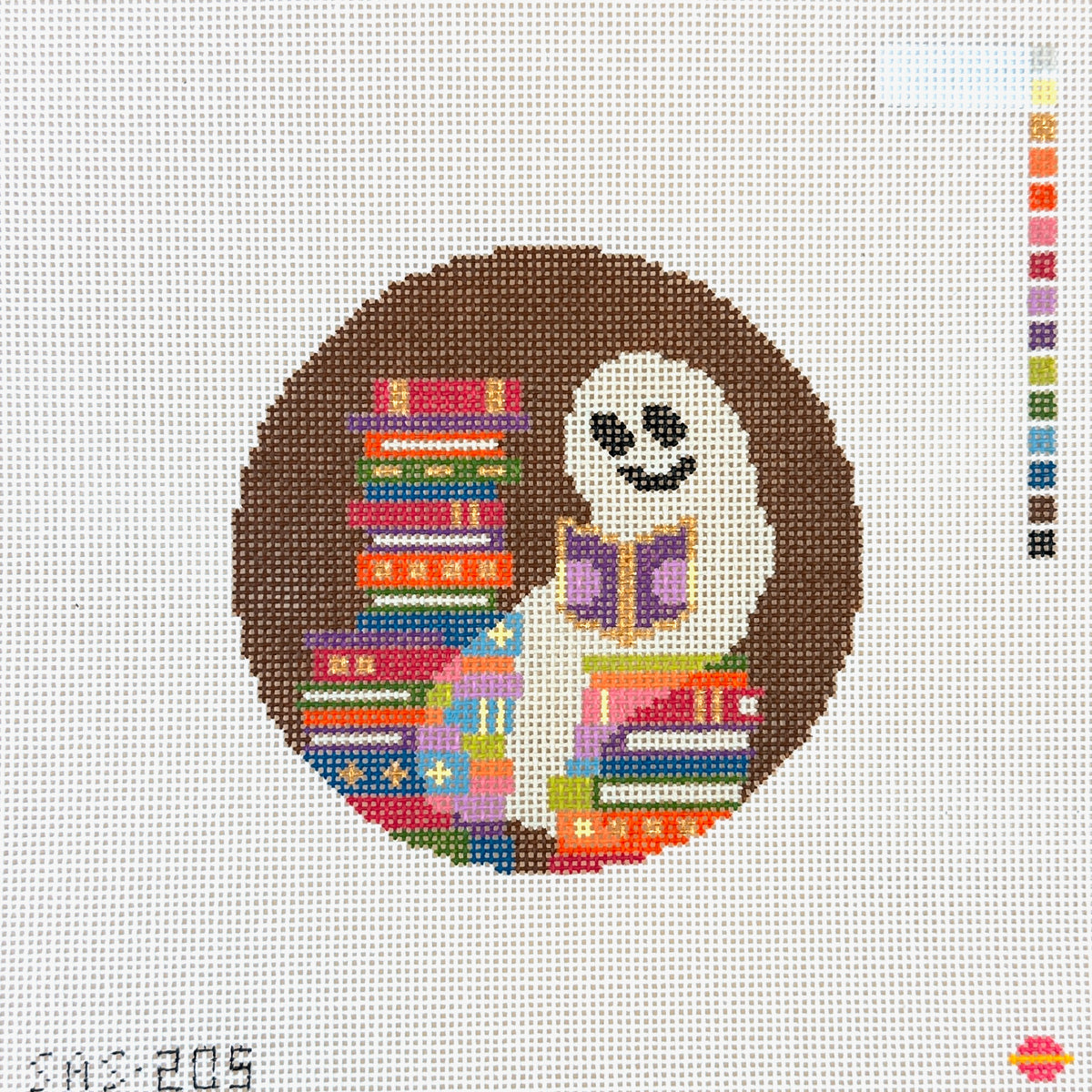 Saturnalia Stitching Reading Ghostie Needlepoint Canvas