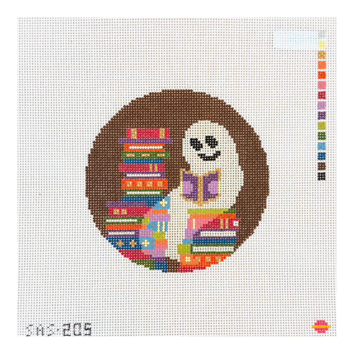 Saturnalia Stitching Reading Ghostie Needlepoint Canvas