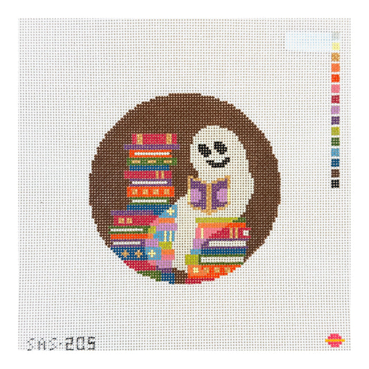 Saturnalia Stitching Reading Ghostie Needlepoint Canvas