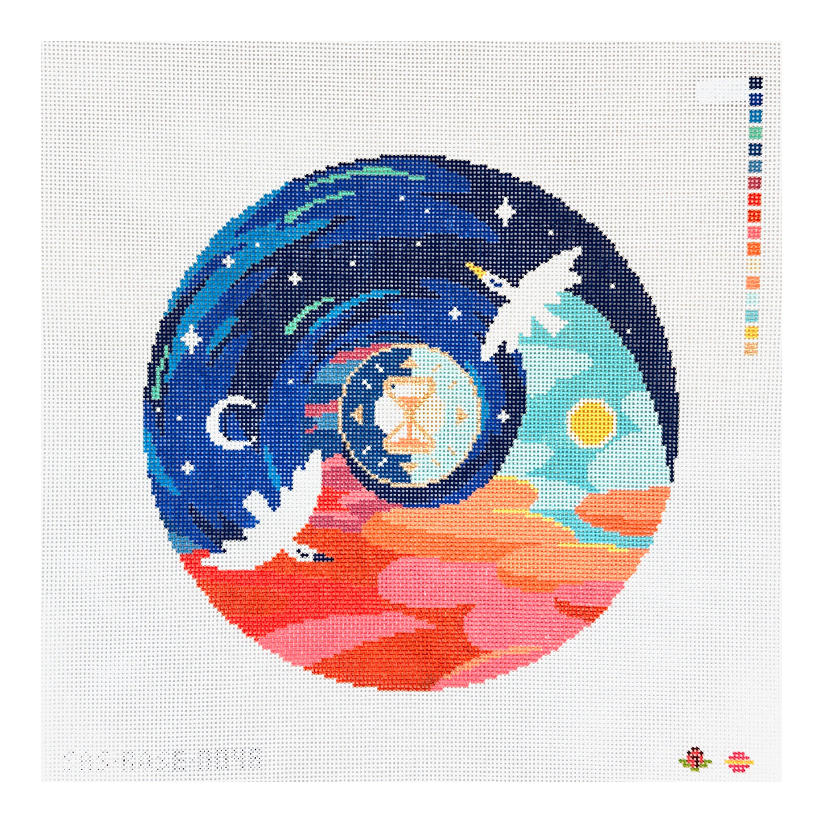 Saturnalia Stitching Rose Acolyte Birds of Day and Night Needlepoint Canvas