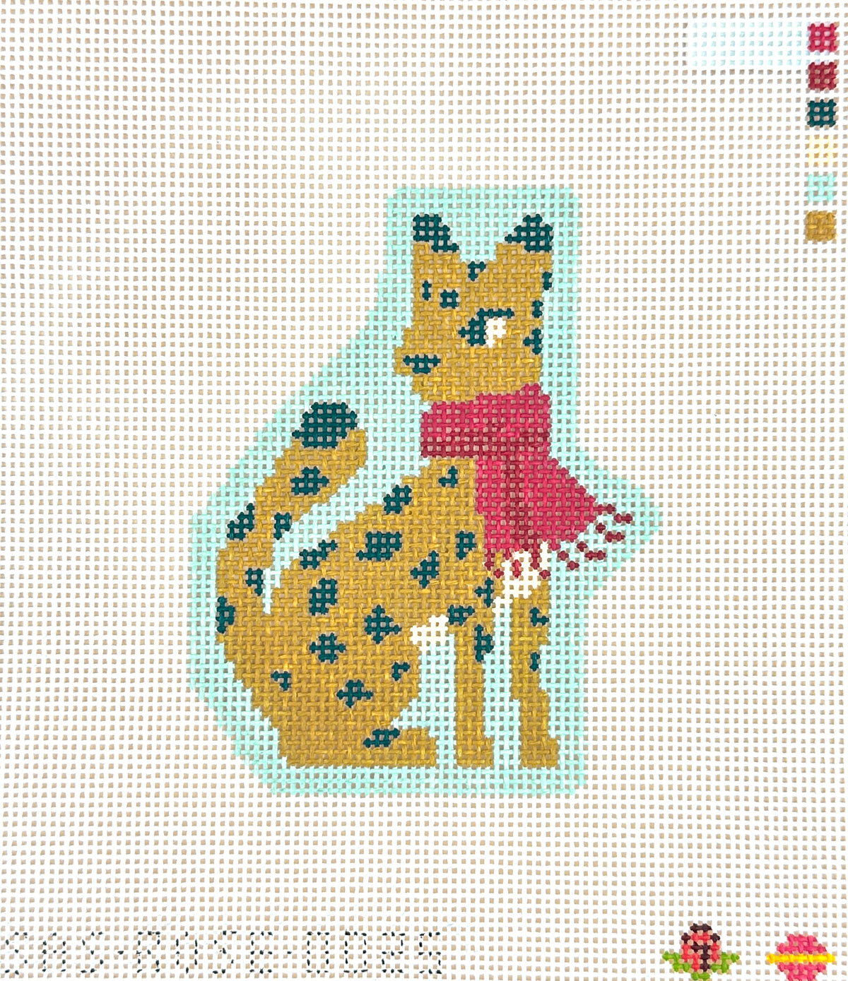 Saturnalia Stitching Rose Acolyte Cheetah with Scarf Needlepoint Canvas