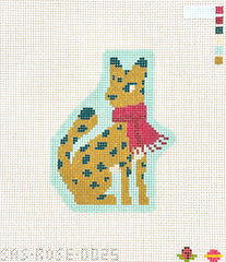 Saturnalia Stitching Rose Acolyte Cheetah with Scarf Needlepoint Canvas